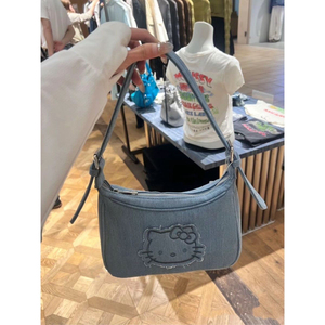 hellokitty50周年同款牛仔刺绣y2k手提腋下包2024夏季新款单肩包