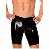 黑色漆皮男士 夜店舞台表演服装 修身 5分裤