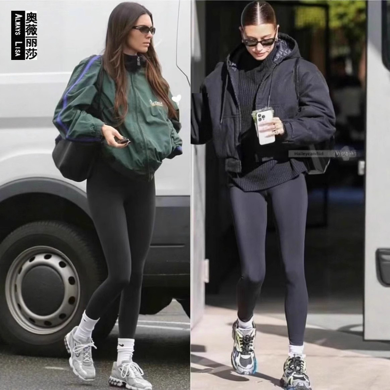 加拿大同款秋冬磨毛保暖打底裤健身瑜伽裤高腰弹力纯色显瘦紧身裤