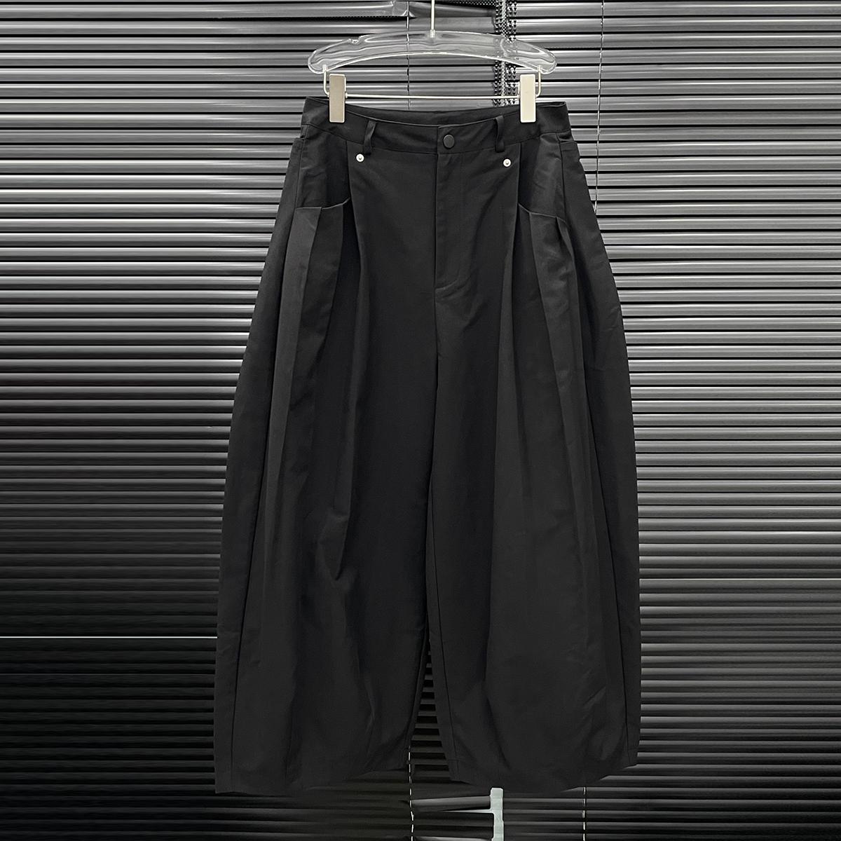 付新博女装立体褶阔腿休闲裤女小众设计宽松休闲廓形长裤子13979