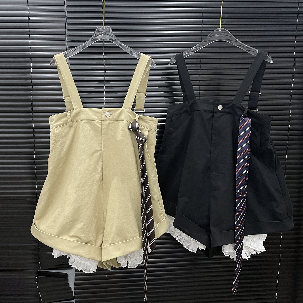 付新博女装南瓜裤背带裤女小众设计感显瘦宽松吊带连衣短裤14877