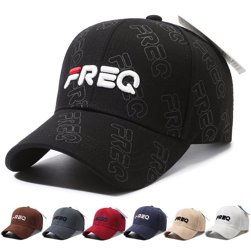 新款四季棉帽子男款女款棒球帽FREQ字母大脸显小加宽檐百搭鸭舌帽