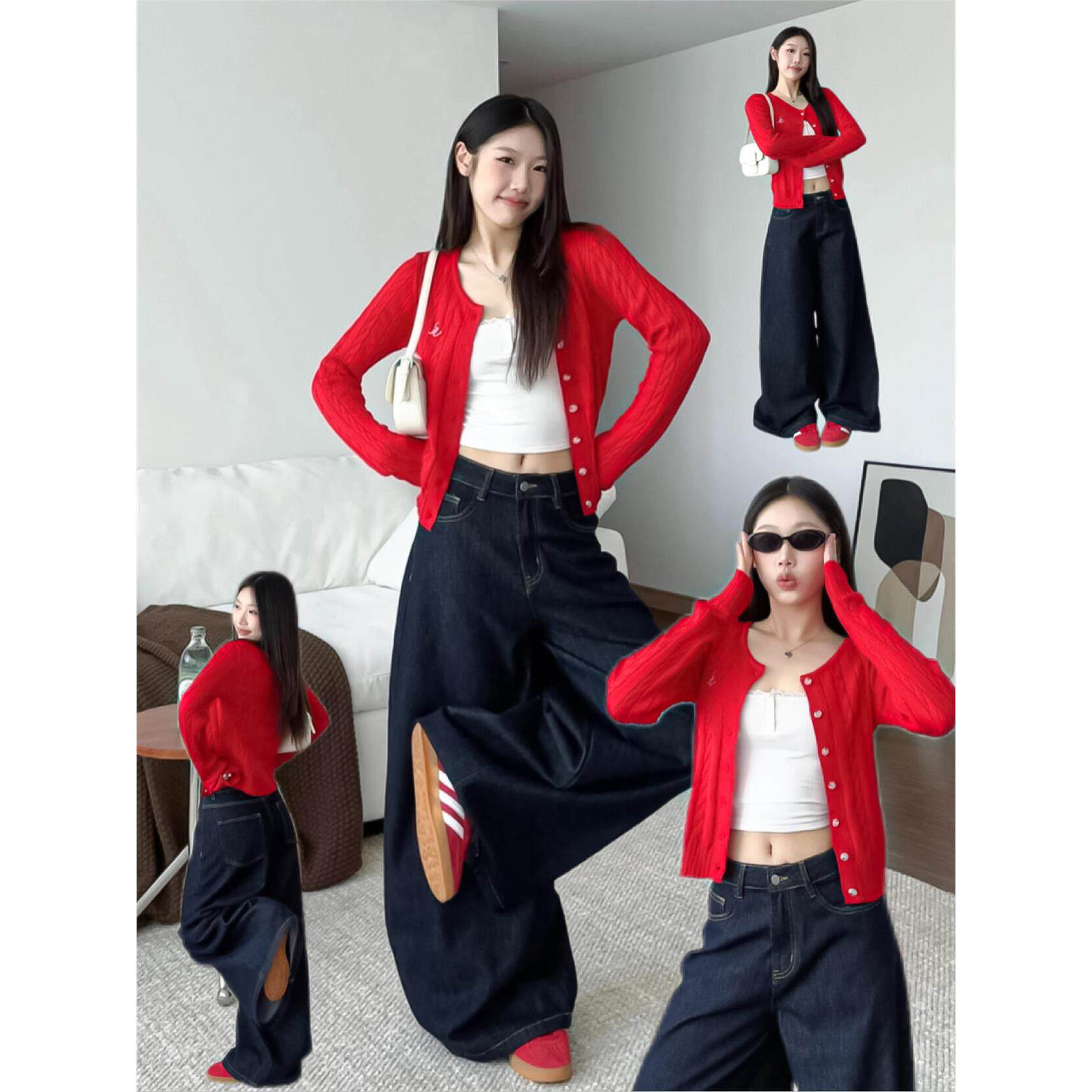 深蓝色阔腿牛仔裤子女夏季2025新款小个子高腰显瘦宽松天丝直筒裤