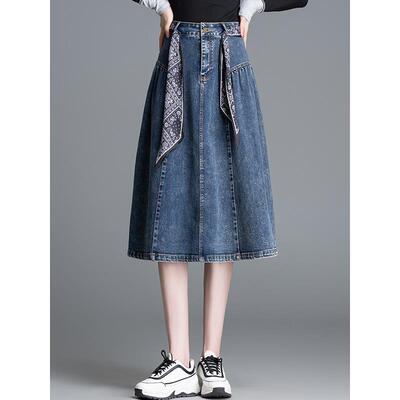 牛仔裙中长款A字裙2025春