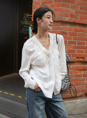 素舶 高科技微孔纱凉感面料速干抗起球V领衬衫上衣SUPERSCAPE