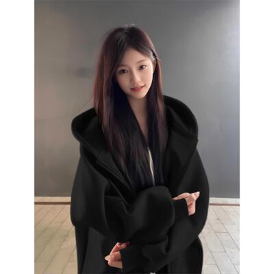 连帽卫衣外套女黑色2025