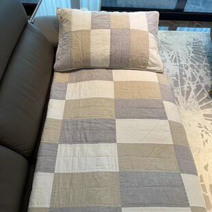 外贸！gao货！自留推荐！麻棉真拼手工绗缝被床盖百家被 三件套