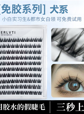 大容量免胶犬系假睫毛狗狗眼懒人浓密自然漫画仿真单簇柔软初学者