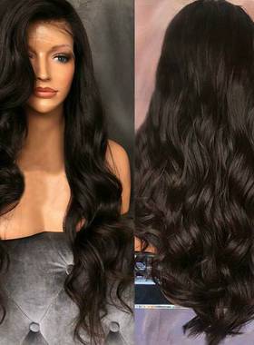 黑色假发长发女peruvian brazilian human hair women black wig