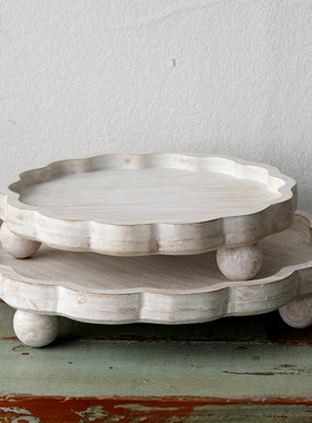 复古首饰盘香薰托盘玄关钥匙收纳盘家居摆件置物架串珠盘花盆托架