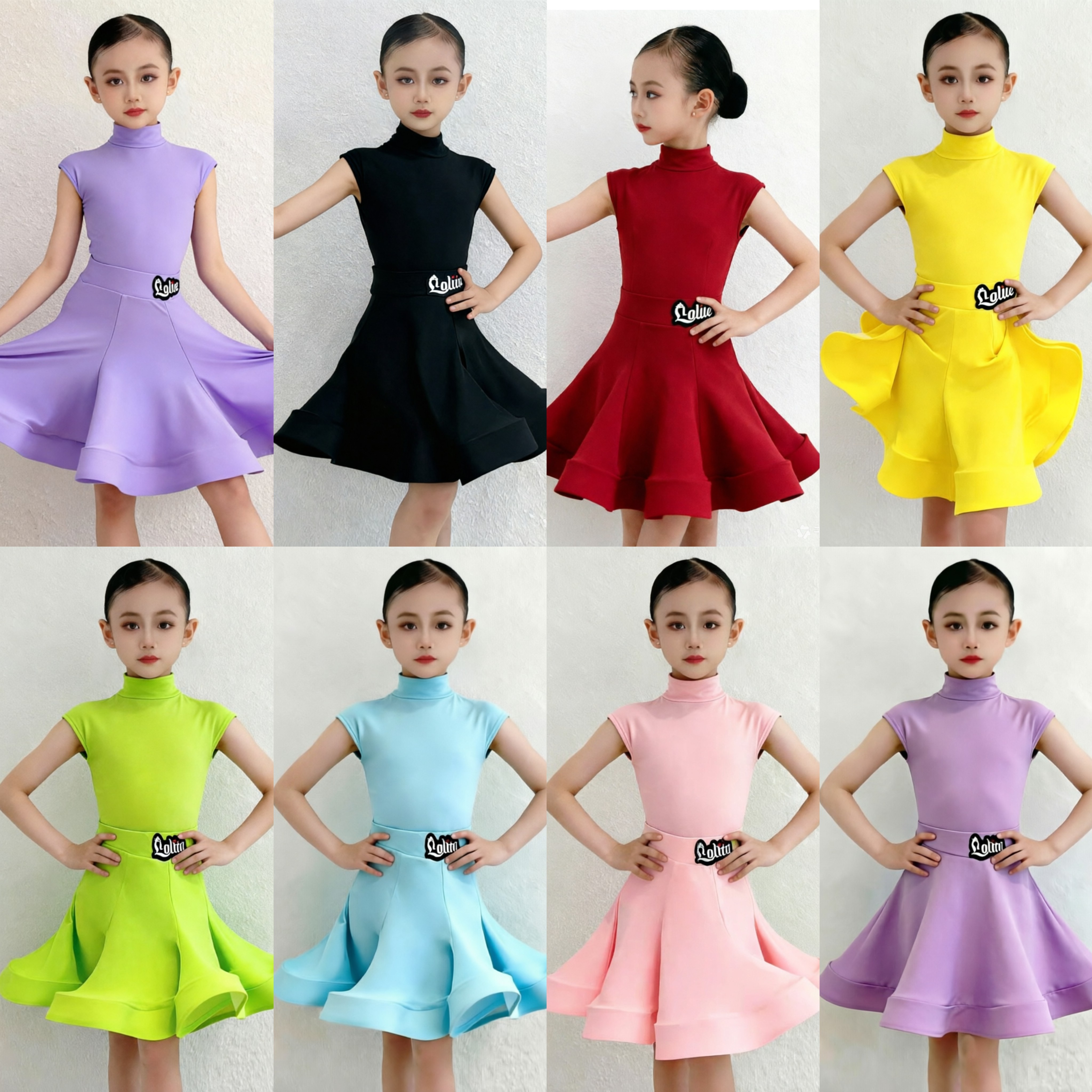 2026拉丁舞儿童表演服高端比赛规定舞蹈服夏季新款大裙摆女童短袖