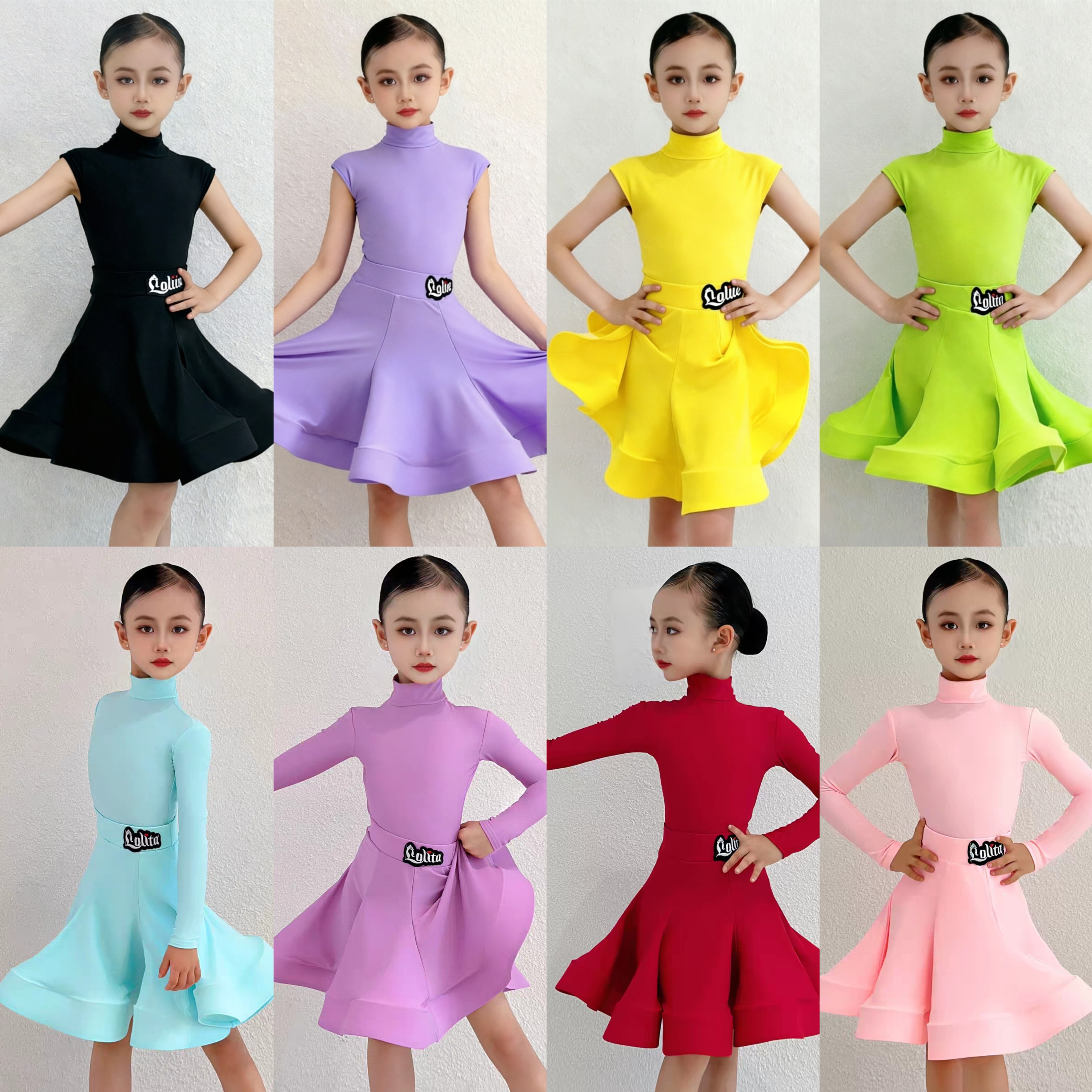 新款欧标女童高级拉丁舞蹈服少儿网红比赛规定服艺考大摆裙演出服