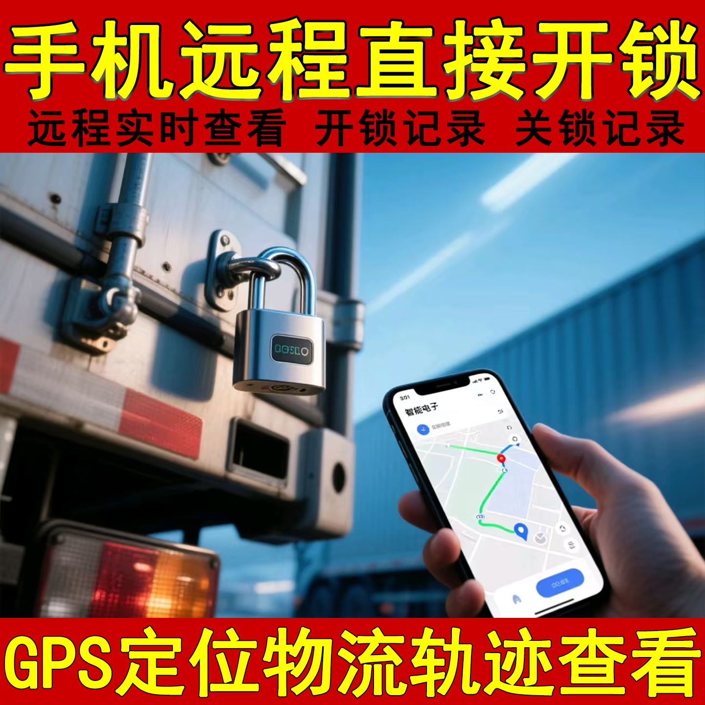 远程挂锁定位智能指纹挂锁带钥匙户外防水防盗仓库货车防盗报警锁