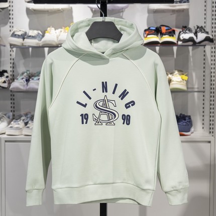 李宁儿童卫衣2024新款女大童加绒保暖宽松套头连帽卫衣YWDU172