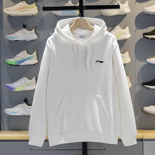 李宁加绒连帽卫衣男子2025秋季新款休闲百搭套头保暖卫衣YWDV539