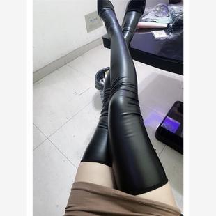 小皮裙擦边仿皮短裙性感套装性感直播包臀裙装pu弹力超短裙长皮袜