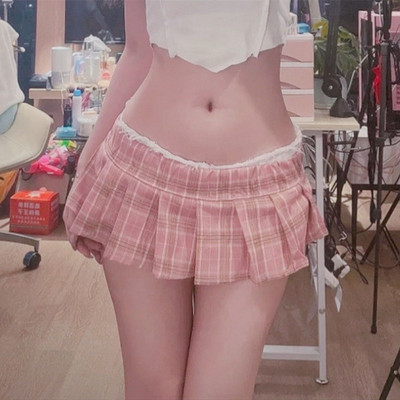18CM可爱超短裙无内衬裙子JK格子软妹百褶裙超短百褶裙日系网红裙