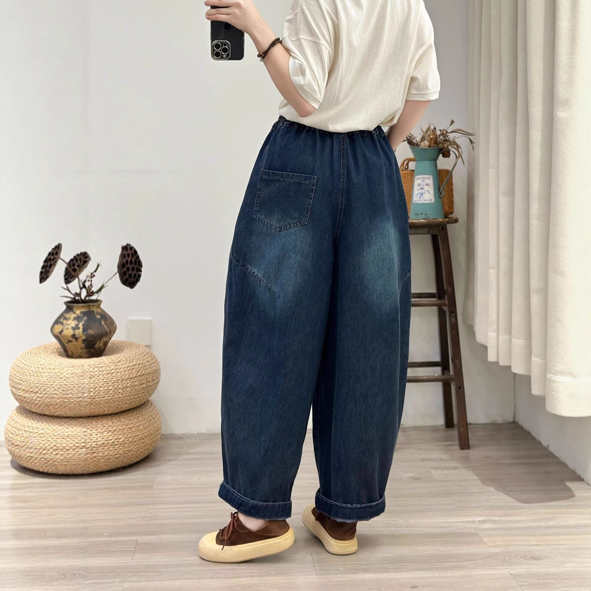 2026年春款牛仔裤女宽松休闲韩版学院风九分裤哈伦慵懒风裤子新款
