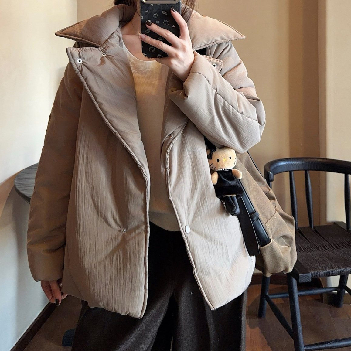 甜美风纯色翻领插肩袖保暖棉服女2026年冬季气质百搭面包服外套,女装/女士精品,棉衣/棉服,淘宝优惠券,粉丝福利购,淘宝优惠卷