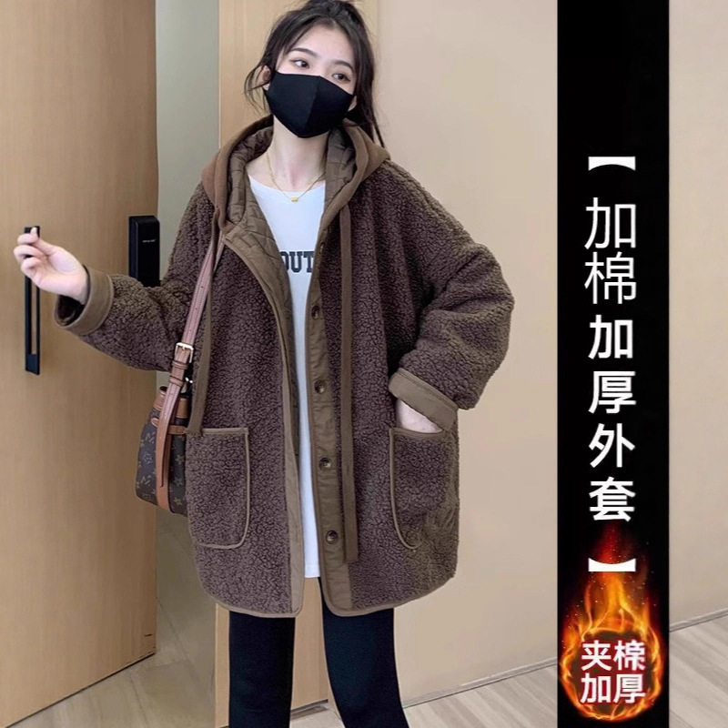 加棉加厚羊羔毛外套女秋冬202短外套