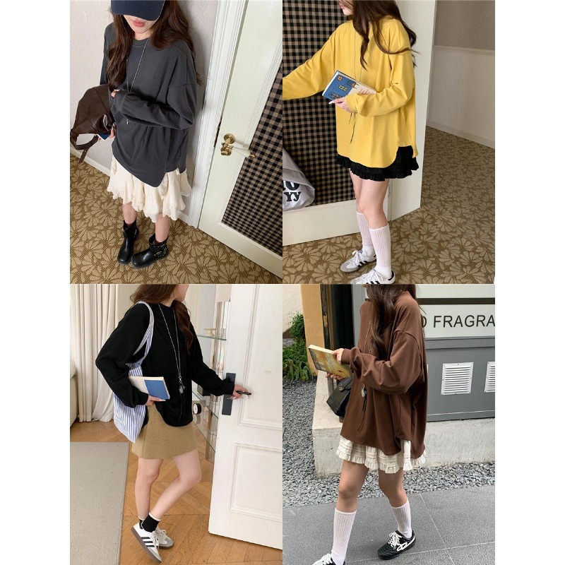 3th Morning 慵懒加分项 简约宽松休闲大版T恤打底衫ZY3556