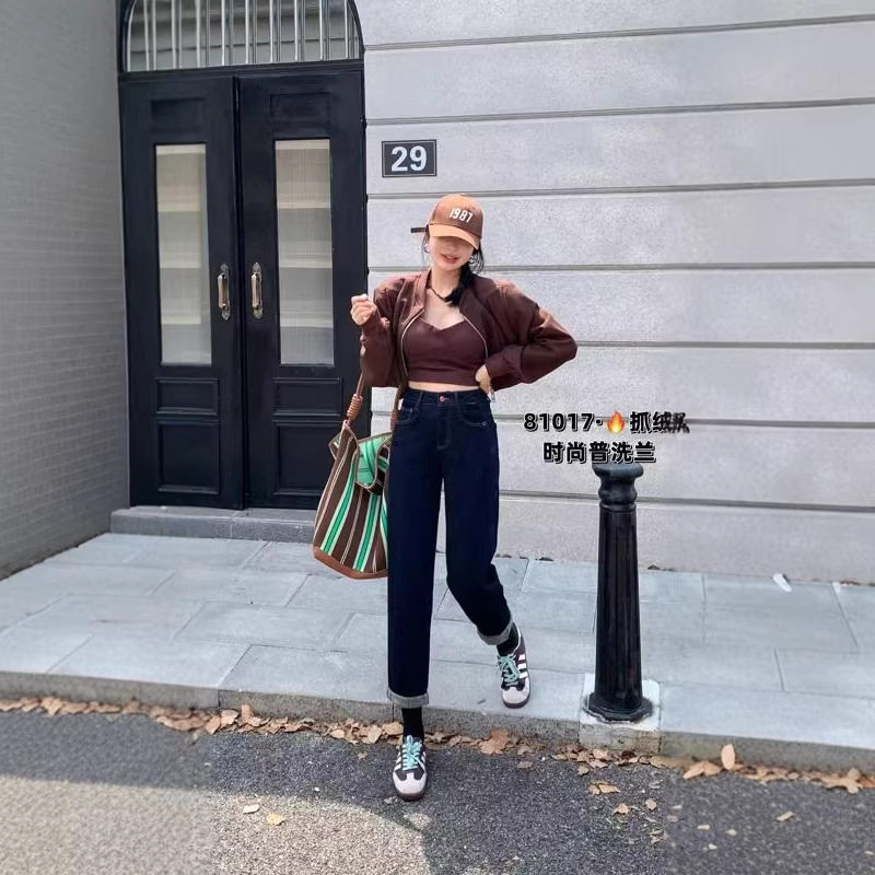2026年春款牛仔裤女宽松休闲韩版牛仔裤学院风弹力九分裤显瘦裤子