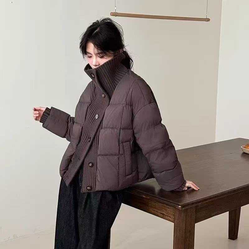 2025年冬款羽绒服女加厚保暖罗纹大翻领羽绒服新款外套韩版羽绒服