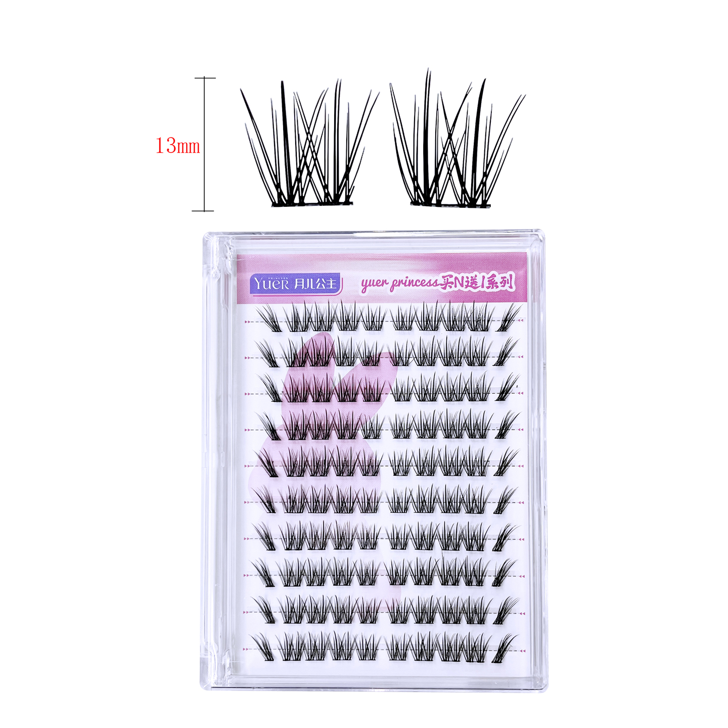 月儿公主可猫可狐单簇分段假睫毛上睫毛极细梗卷翘自用款透明梗