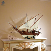 科威特船实木手工艺船装 饰摆件地中海帆船模型一帆风顺节日礼物