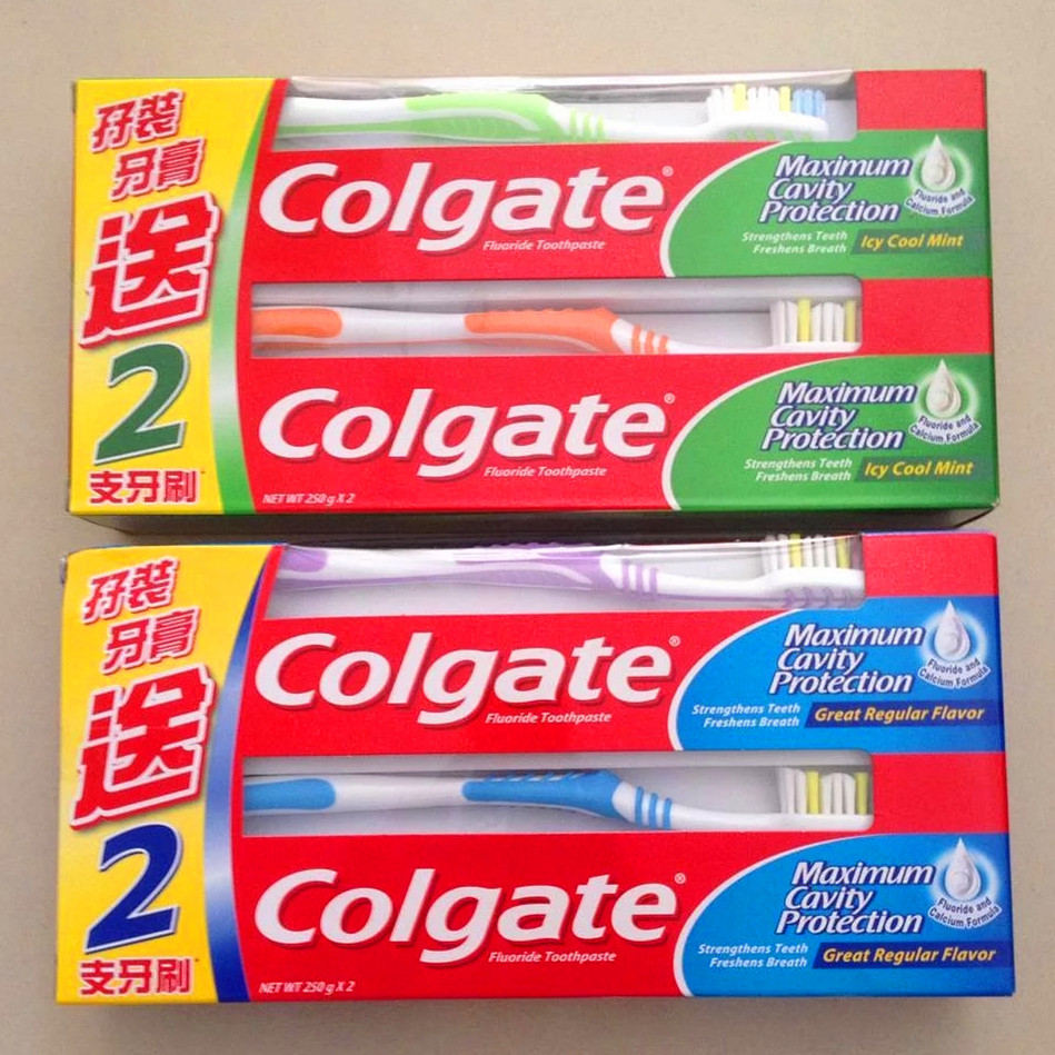 香港进口高露洁牙膏2支亮白薄荷