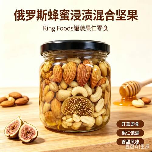 俄罗斯进口蜂蜜混合坚果罐装