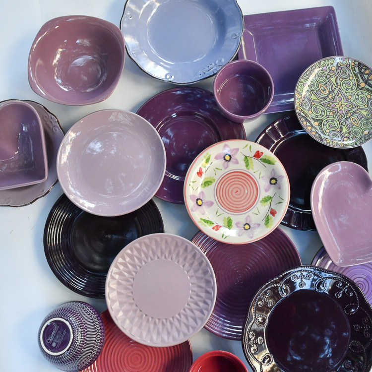 Purple series ceramic color household Nordic Western plate