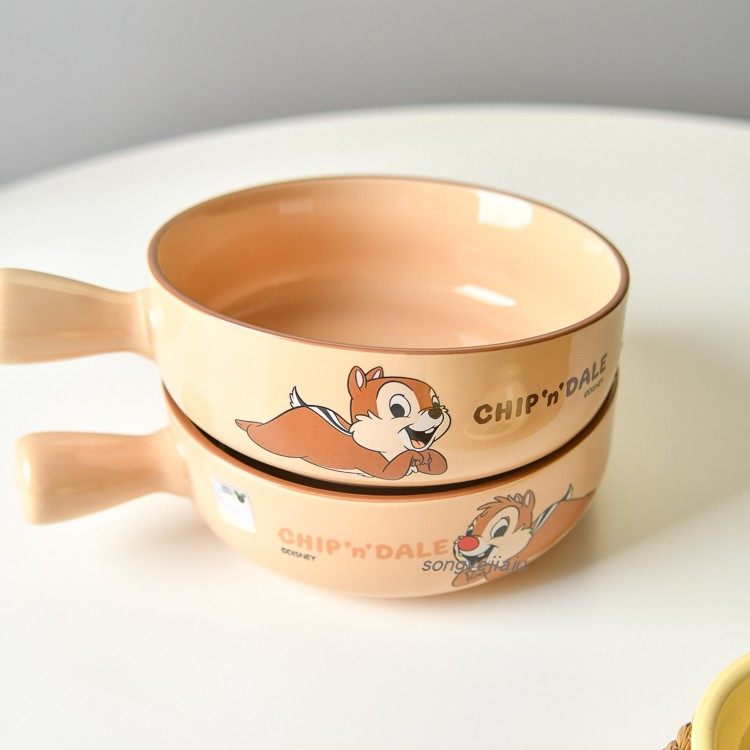 6寸奇奇蒂蒂餐具烤碗陶瓷手柄汤碗泡面螺蛳粉焗饭碗迪士尼IP正版