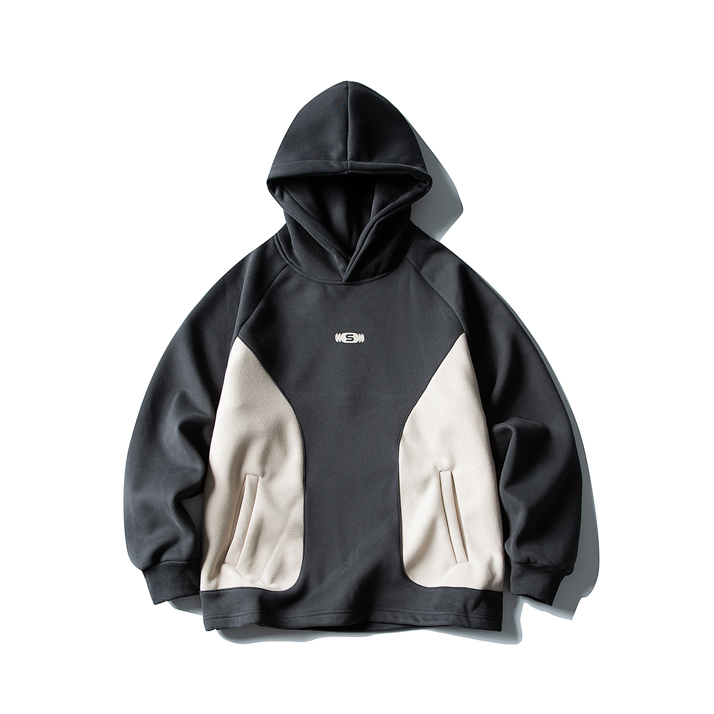 地卜师 男士工装套头连帽加绒加厚卫衣2025新款拼接休闲百搭上衣