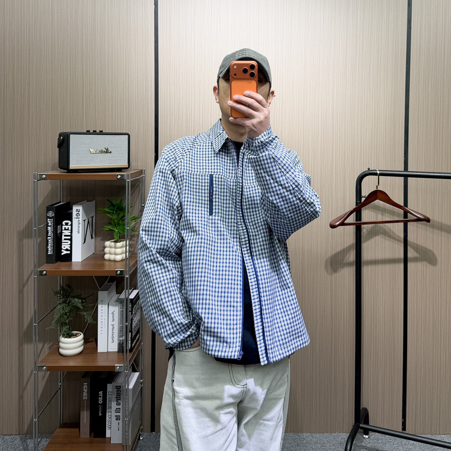 地卜师 美式格纹拉链衬衫男春季高街情侣衬衣潮牌宽松慵懒风外套,男装,衬衫,淘宝优惠券,粉丝福利购,淘宝优惠卷