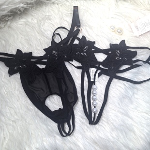 情侣内裤男女一对黑色透明丁字裤免穿浪漫不脱性感漏洞诱惑内衣