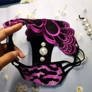 性感豹纹内裤美臀超大蝴蝶弹力大码胖妹裤头档内入大珠子按摩刺激