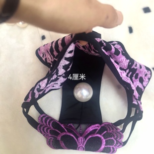 性感豹纹内裤前大蝴蝶弹力大码胖妹裤头档内入体4厘米大珠子按摩