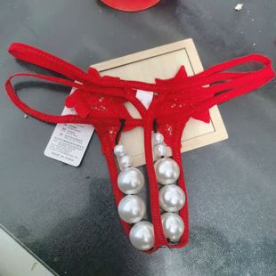 双排仿珍珠大颗按摩内裤男女通用性感紧身一根丁字裤大码T裤个性