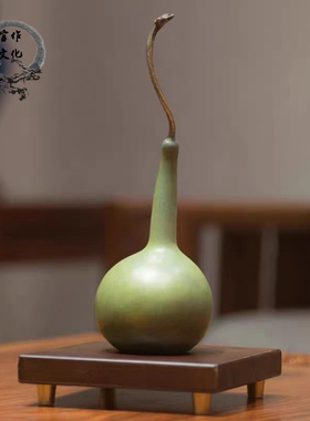 福禄寿喜财黄铜葫芦家居装饰摆件