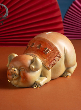 铜百年金猪存钱罐储蓄罐摆件