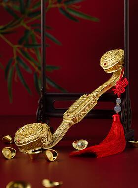镂空吉祥如意真金鎏金算盘摆件