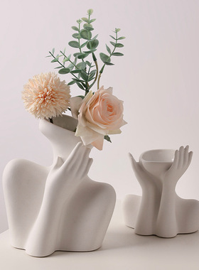 贝汉美轻奢侘寂风陶瓷花瓶感摆件客厅插花家居装饰品跨境热采