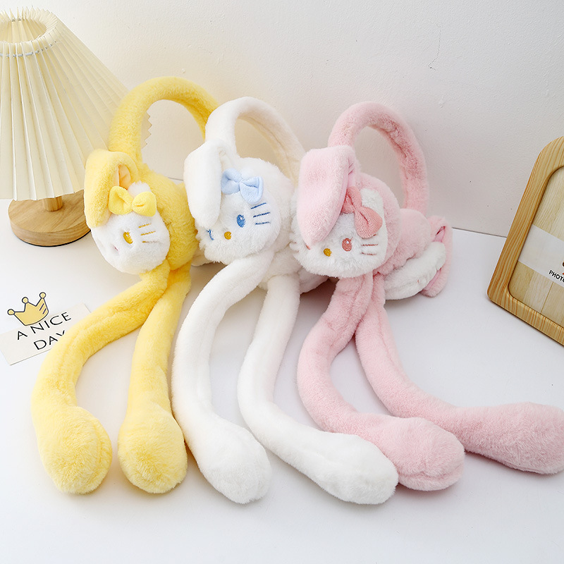 会动的兔耳朵耳包可爱气囊女冬季天保暖耳罩耳套学生儿童防冻耳暖