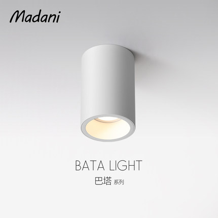 LED简约家用客厅无主灯防眩单头明装吸顶圆形COB斗胆射灯智能可调