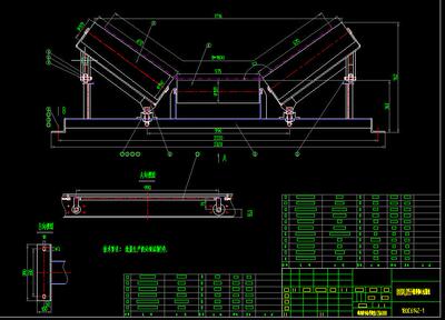 大带宽B1600-2000调心托辊上下调心托辊全套CAD图纸通用生产图纸