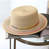 超好看海边度假民族风平顶编织草帽女2026新款 大帽檐海岛防晒遮阳