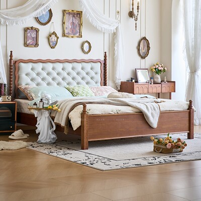 法式复古实木床1米8双人床