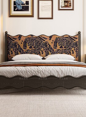 法式中古风全实木床提花波浪涟漪床美式复古带软包高端主卧双人床