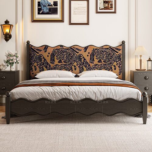 中古风双人实木软靠主卧床